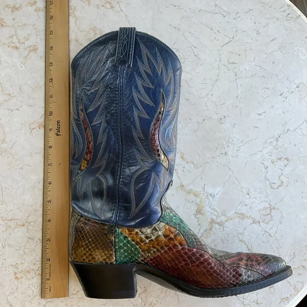 Dan Post Rainbow Python Snakeskin Western Cowgirl Cowboy Boots 14079 Womens 7 - Picture 15 of 16